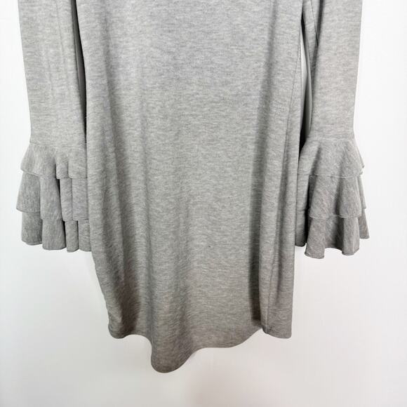 Chaser Small S Heather Gray Bell Sleeve Scoop Neck Dress Soft Knit Long Sleeve - Picture 6 of 10